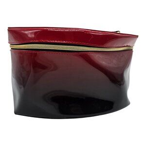 Glossy Red Patent Leather Ombre Cosmetic/Makeup Travel Bag With Gold‎ Zipper